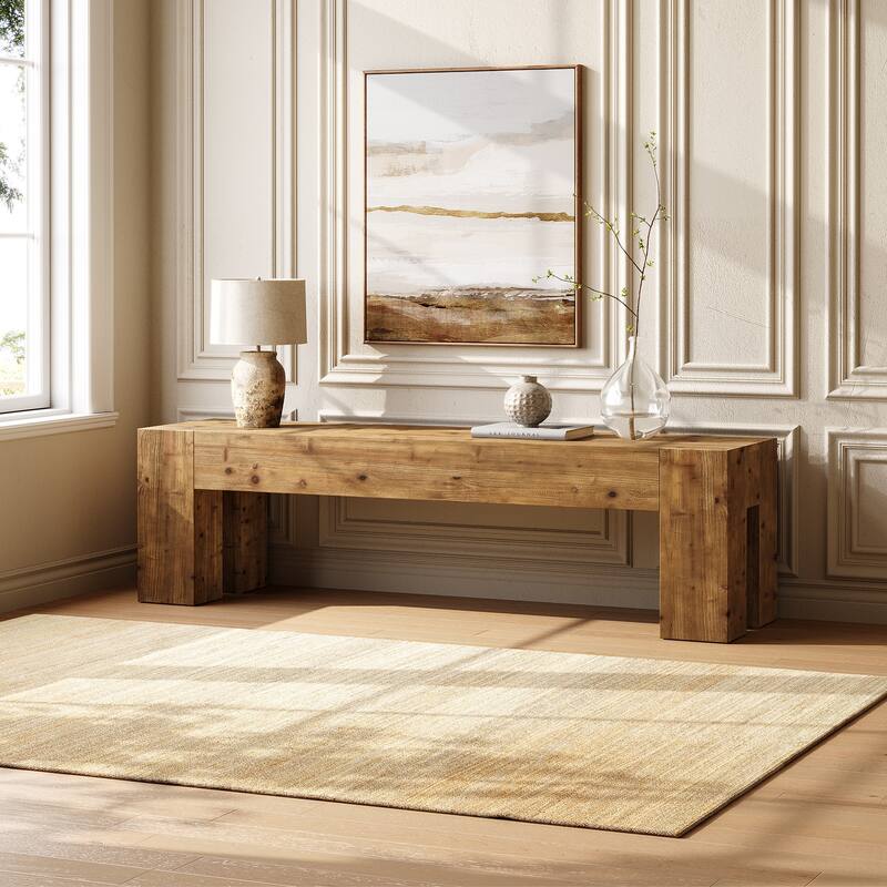 Solid Wood TV Stand, 63" Extra Long Media TV Consoles Table for Living Room Gaming Entertainment Center for TVs up to 75 Inches