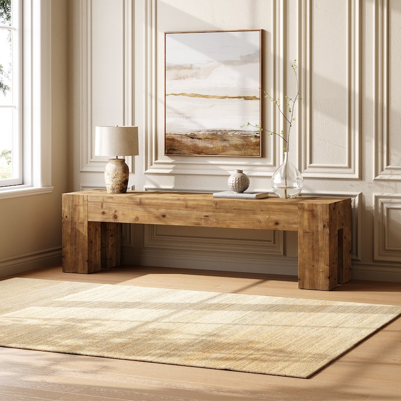 Solid Wood TV Stand, 63" Rustic Extra Long Media TV Consoles Table