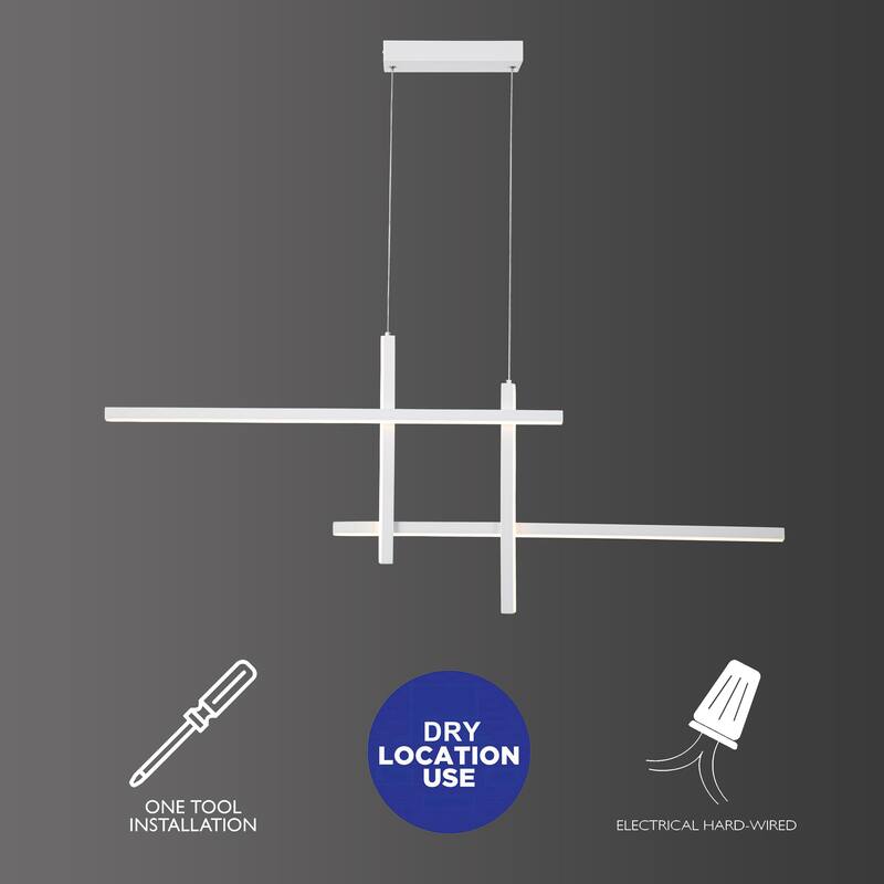 C Cattleya 48" Modern LED Chandelier Kitchen Island Pendant Light - White