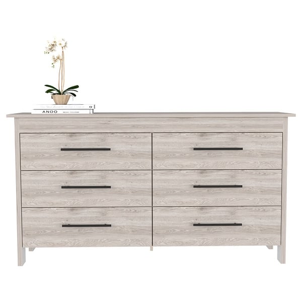 6 Drawer Dresser with 6 Black Metal Handles, Superior Top, Grey - Bed Bath  & Beyond