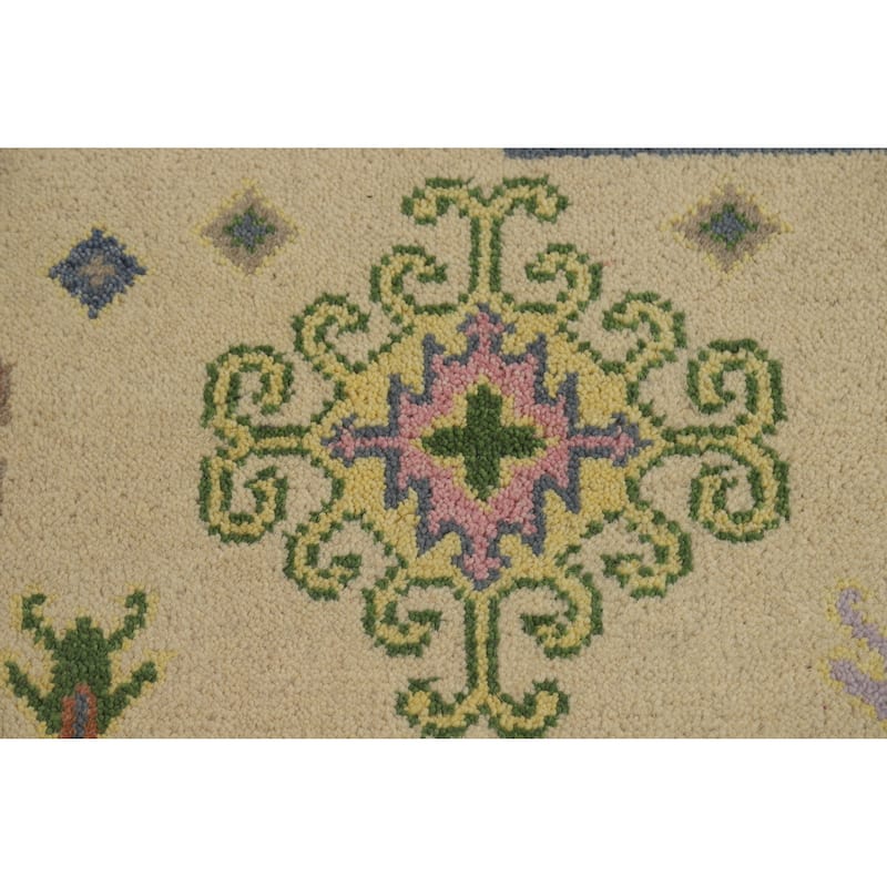 Hand Knotted Oriental 100% Wool Carpet Traditional Geometric Beige & Ivories Heriz (serapi) Area Rug - 11' 10'' X 8' 10''