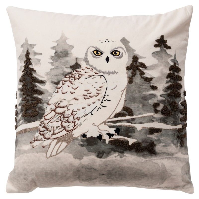 Rizzy Home Snow Owl Throw Pillow Cover