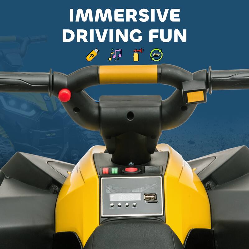 Aosom 12V Kids ATV Quad Car with Forward & Backward Function, Four Wheeler for Kids with Wear-Resistant Wheels, Music