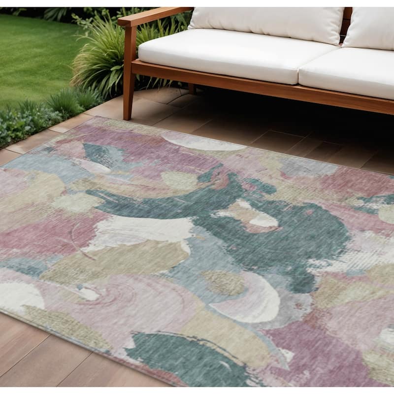 HomeRoots Abstract Transitional Rectangle Outdoor Rug - 9' X 12'