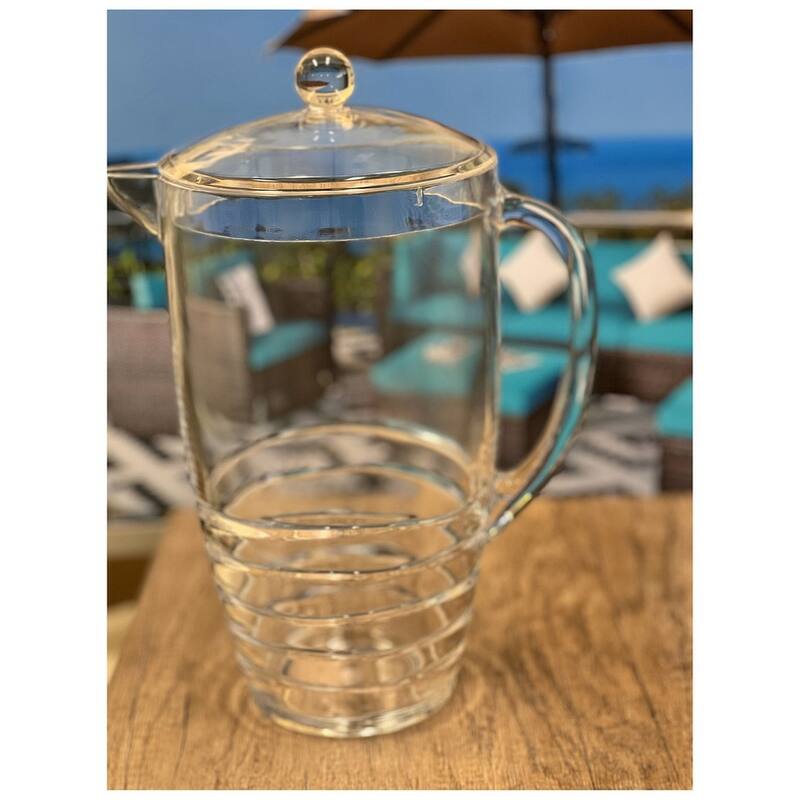 Water Pitcher with Lid, Swirl Unbreakable Plastic Pitcher