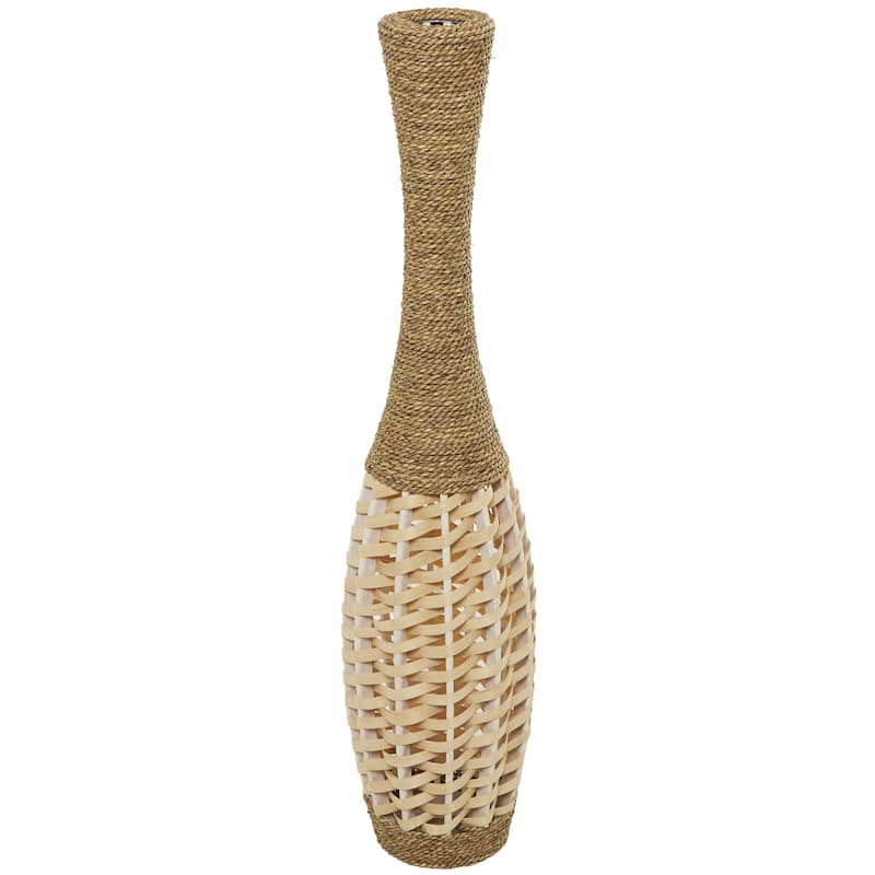 Seagrass Handmade Tall Woven Floor Vase - Brown - Roche River Decor - Brown - 7"W, 40"H