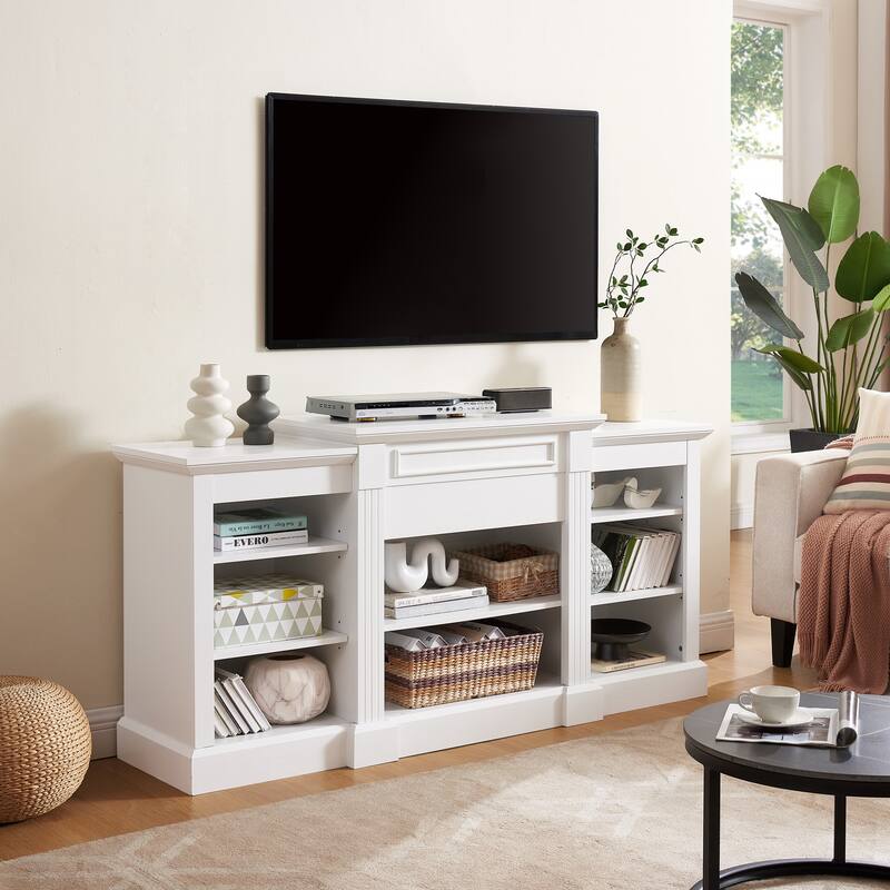 Modern TV Stand, TV Media Entertainment Stand with Large Storage Cabinet and Open Shelving, for Living Rooms and Bedrooms