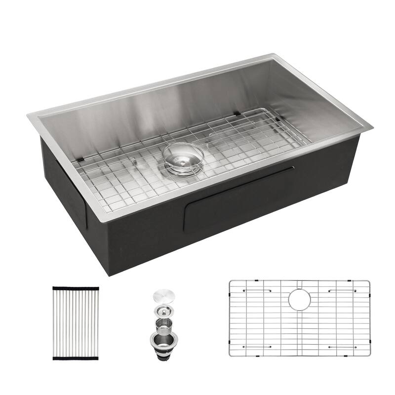 Undermount 16 Gauge Single Bowl Stainless Steel Kitchen Sink in Brushed Nickel