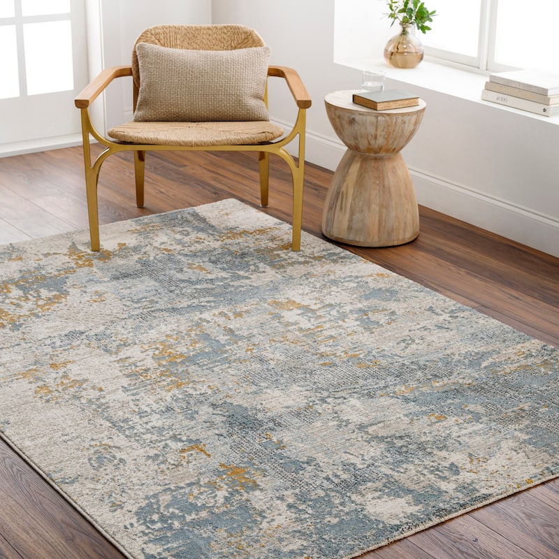 Davies Mid-Century Modern Area Rug - Taupe/Blue - 10' x 13' 11"