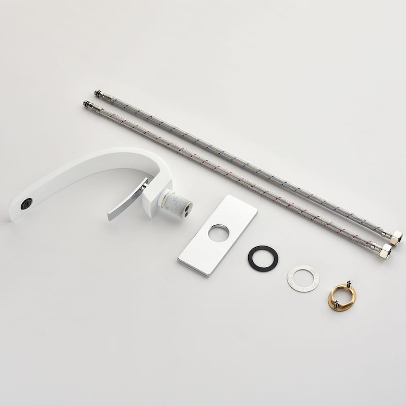 Rbrohant 7"H Single-Handle Bathroom Faucet with Deckplate, Vessel Faucet for Bathroom