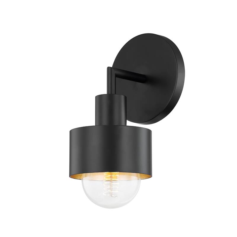North - 1 Light Wall Sconce - Soft Black/Gold Leaf Frame