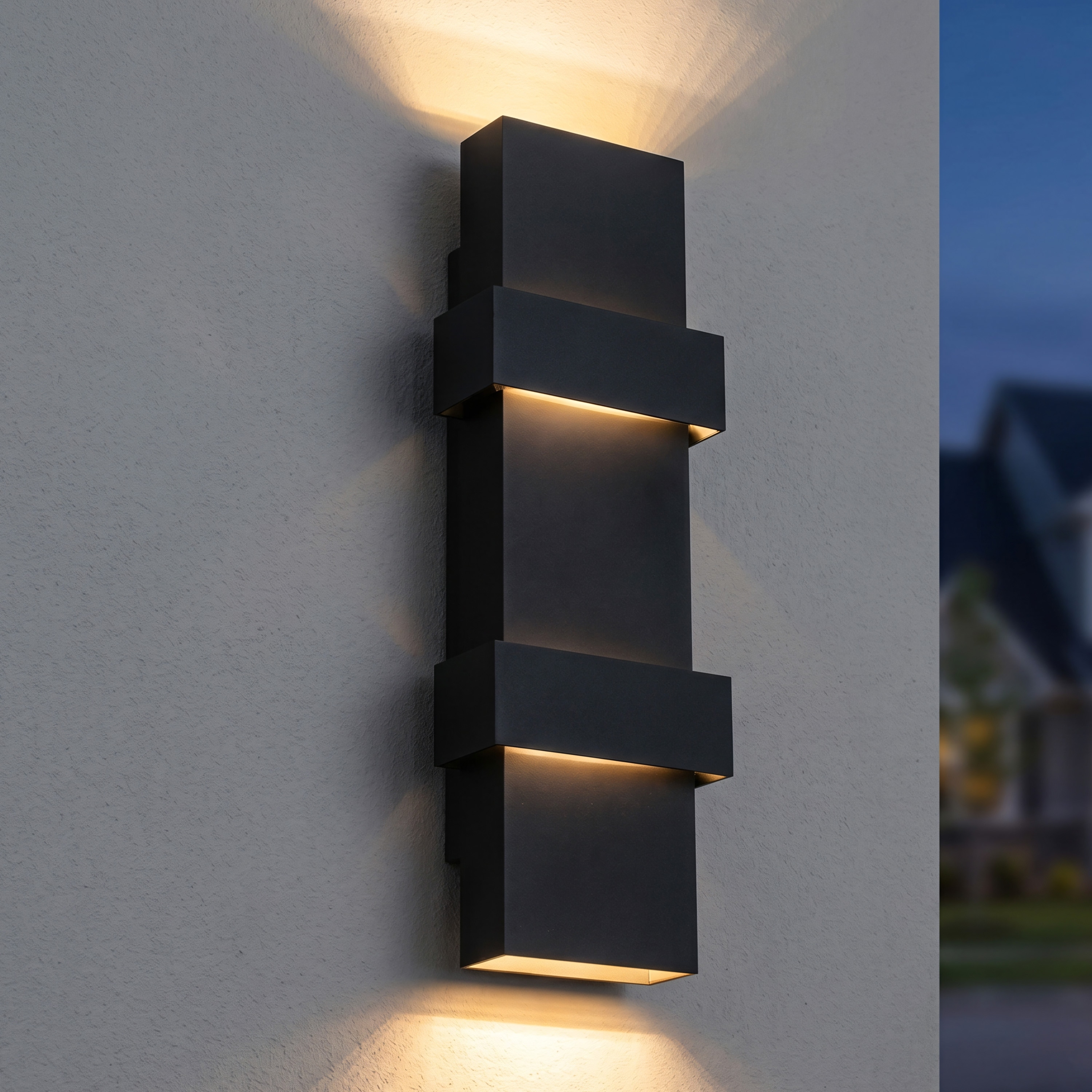 C Cattleya Matte Black Integrated LED Outdoor Wall Sconce, Modern Up and Down Outdoor Wall Light, 3000K Warm White, Dimmable