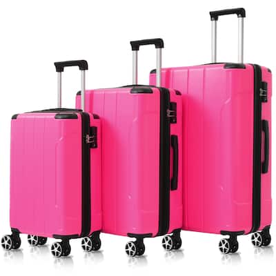 Hardshell Luggage 3-Piece Set with Expandable Storage, Spinner Wheels and Telescopic Handle, for Boarding Travel