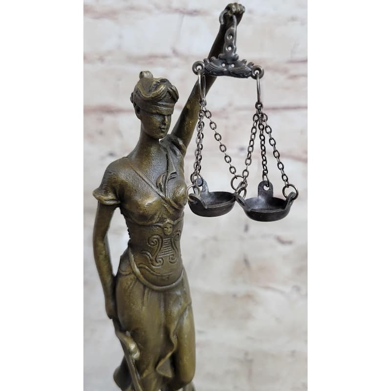 Signed Mayer Lawyer Blind Justice Bronze Figure Law Sculpture Statue Figure Art