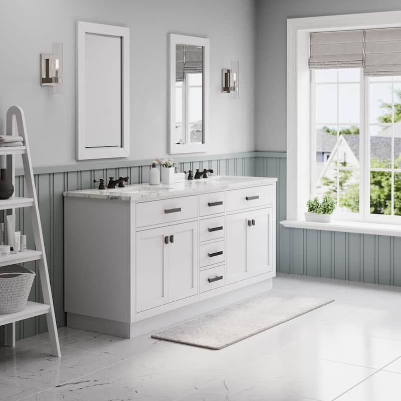 Hartford Marble Countertop Bath Vanity in White with Classic Faucet