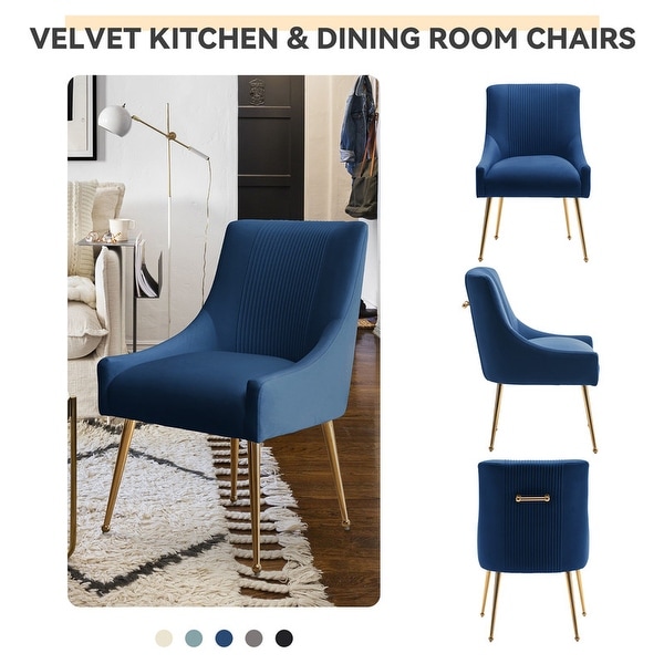 SEYNAR Modern Glam Boucle Pleated Velvet Dining Chair or