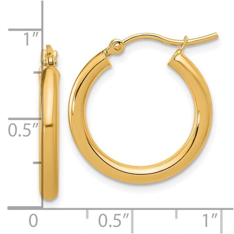 Curata 14k Yellow Gold Polished Lightweight Tube Hoop Earrings - 20x21mm