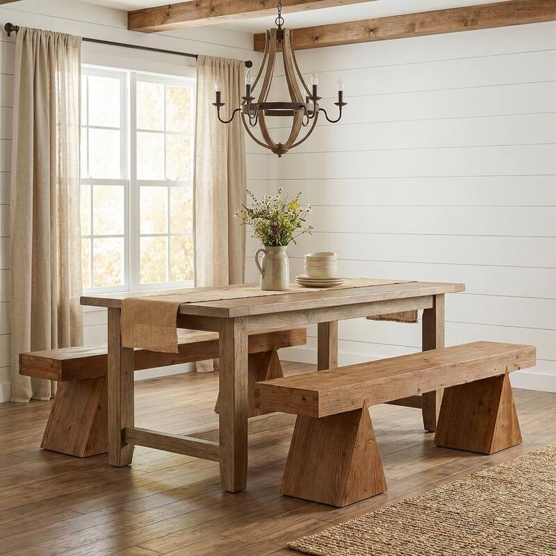 Solid Wood Bench, 63" Dining Bench, Entryway Benches for Dining Room, Bedroom, Hallway, Kitchen