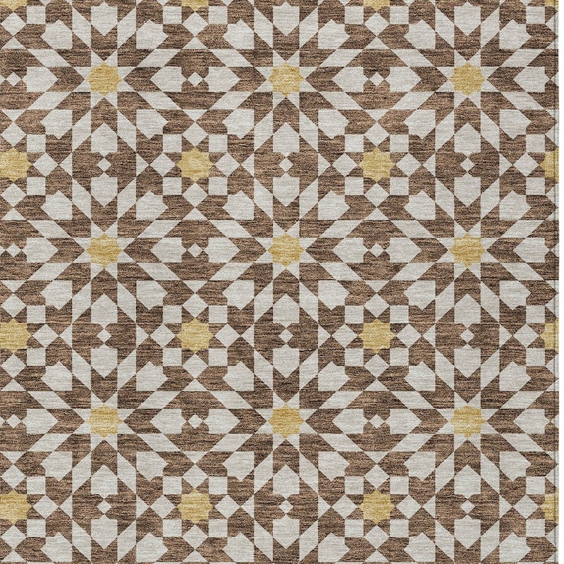 HomeRoots Floral Medallion Transitional Rectangle Outdoor Rug