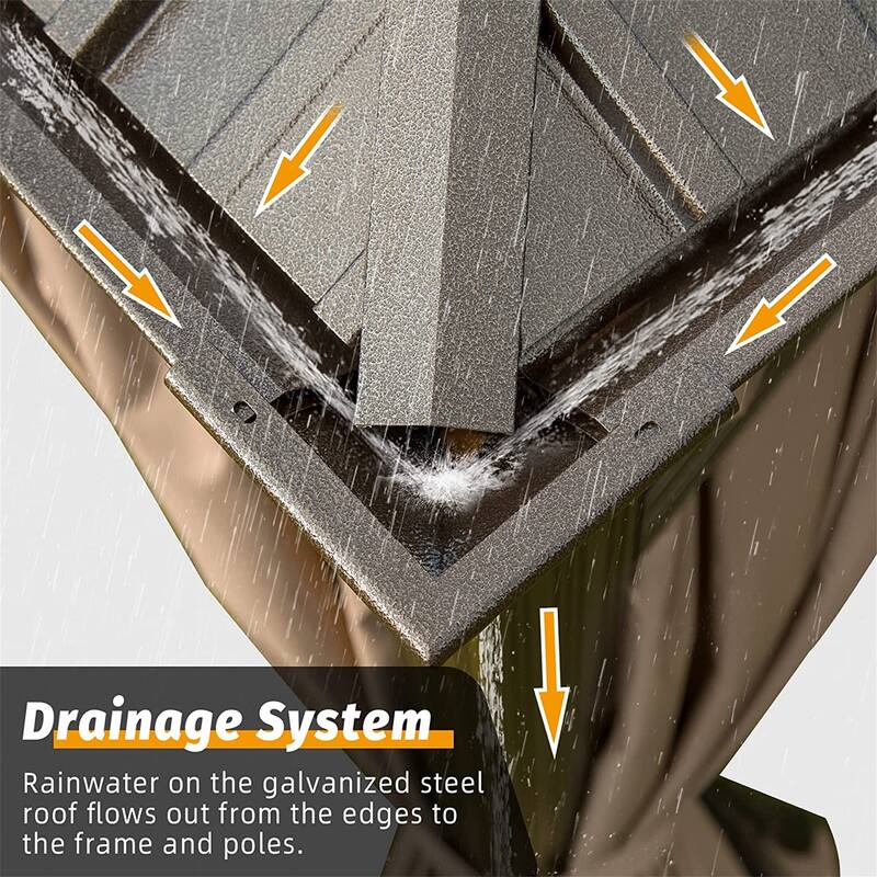 12'x20' Aluminum Frame Hardtop Gazebo with Double Roof, Mesh Netting, and Privacy Curtains for Outdoor Use