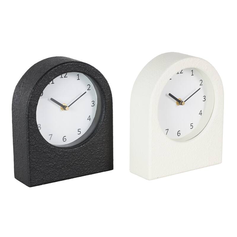 Wood Textured Decorative Clock with Gold Accents - Set of 2 Multi Colored - Roche River Decor