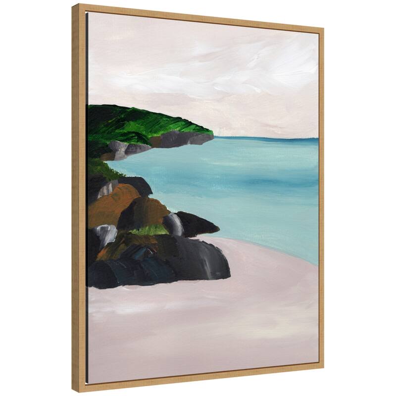 Kate and Laurel Sylvie Seascape Framed Canvas by Nikita Jariwala - 23x30 - Natural