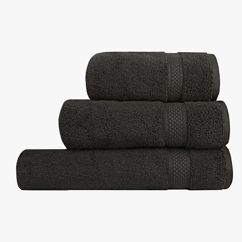 A1HC Bath Towel Sets, 100% Ring Spun Cotton, Zero Twist, Highly Absorbent, 500 GSM Low Lint, Quick Drying Bathroom Towel Sets - Towel Sets Pack of 3 - Black Onyx