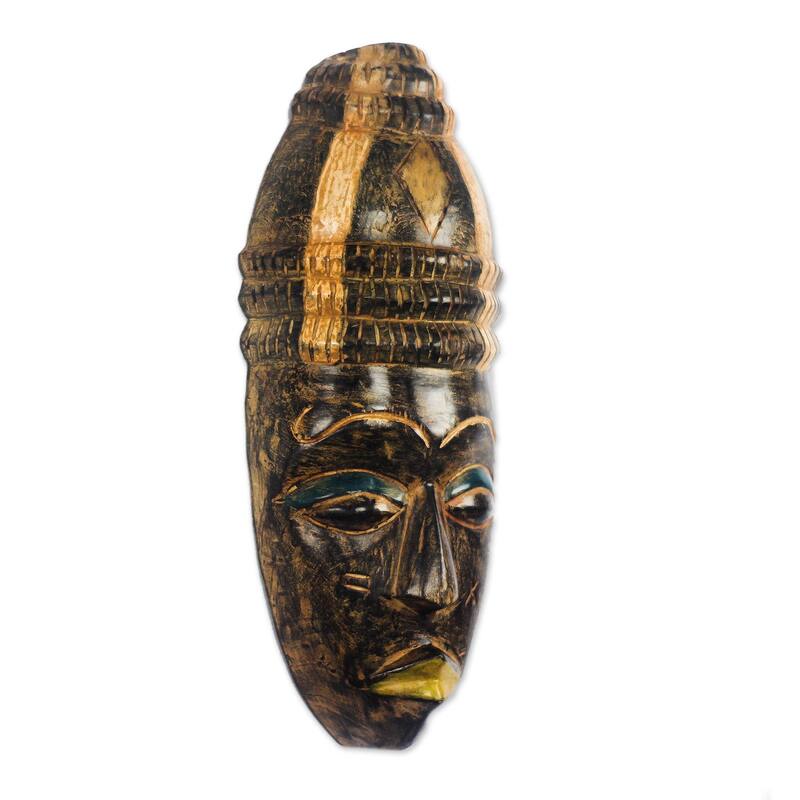 Novica Handmade Hat Wearer African Wood Mask