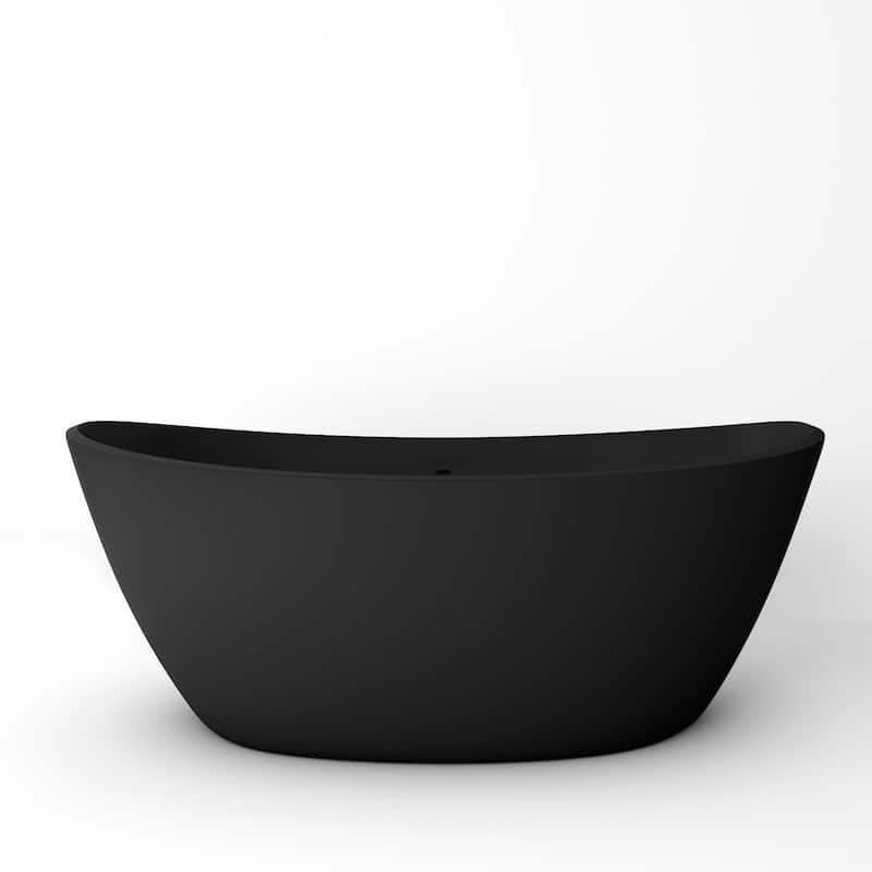Manhattan 65" Solid Surface Freestanding Soaking Bathtub, Grey, White, Black