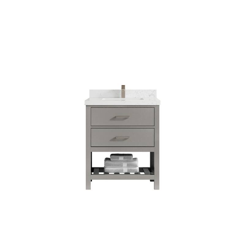 Willow Collections 30 in. W x 22 in. D Parker Single Sink Bathroom Vanity with Countertop - 2" Empira White - Elephant Skin Gray