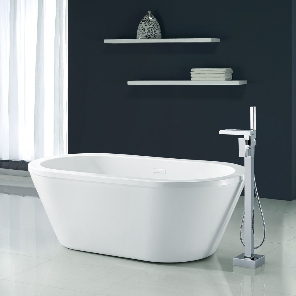 Ove Decors Serenity 71 in White Acrylic Freestanding Oval Bathtub