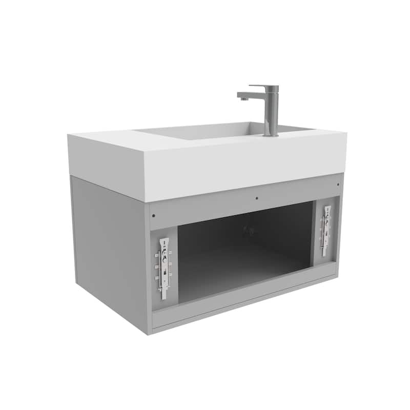 Amazon 30" Wall Mounted Bathroom Left Basin Vanity Set w/ White Top