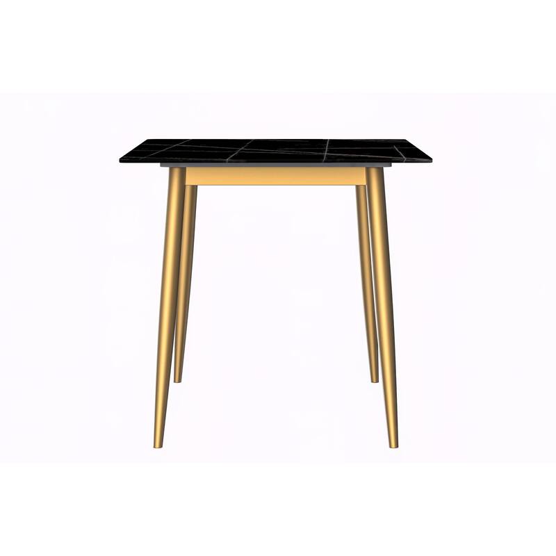 Zayle Dining Table with a 71" Rectangular Top and Gold Steel Base