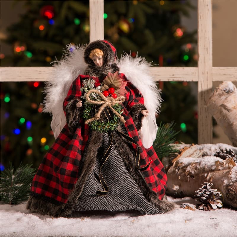Glitzhome 12"H Christmas Angel Tree Topper