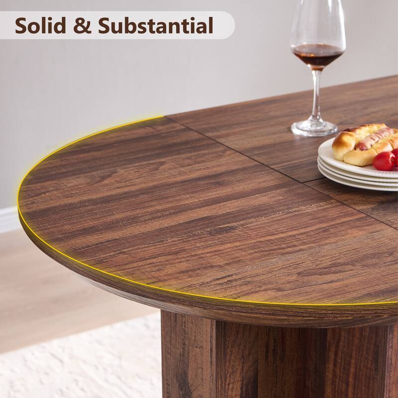 Modern 63" Oval Dining Table, Kitchen Table with Sturdy T-Shaped Base
