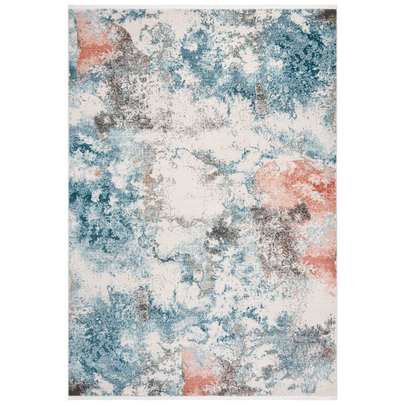 SAFAVIEH Shivan Lanie Modern & Contemporary Abstract Blue/Ivory Rug