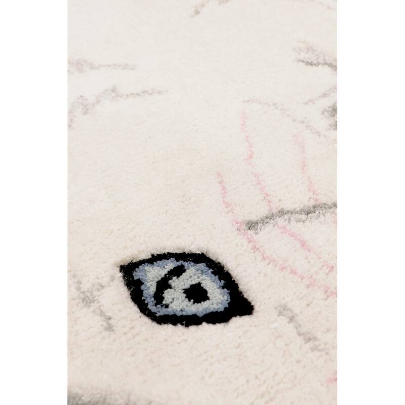Pasargad Home Bunny Collection Hand-Tufted White Wool Area Rug - 2' 0'' X 3' 0''