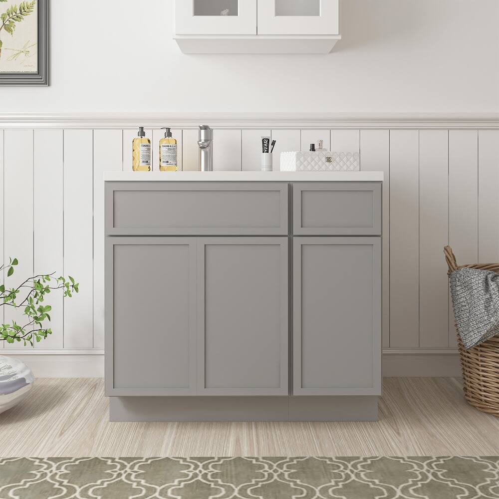 Vanity Art 36" Oak Freestanding Bathroom Vanity Cabinet without Top