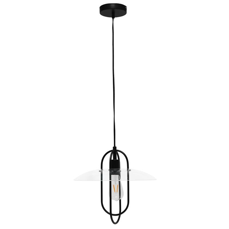 Modern Pendant Light - 1 Light Metal Shade Black Finish - Kitchen Dining Office Lighting 13.5" x 45" - 45