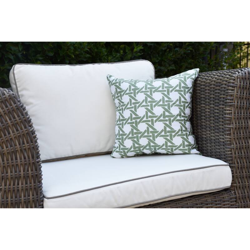 20 x 20 Inch Rattan Geometric Geometric Print Outdoor Pillow