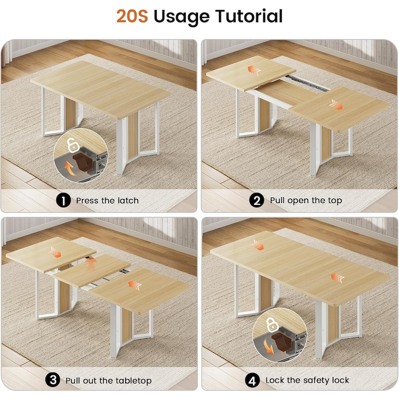 Dining Table Set 6 People Extendable Kitchen Table 4 Chairs