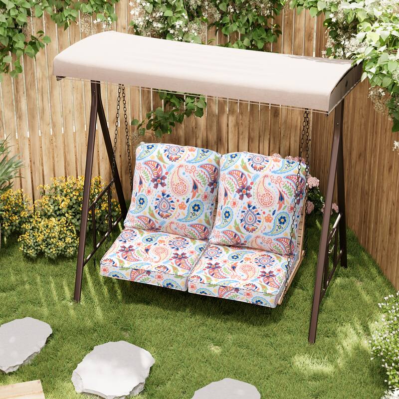 Pellebant 22 x 21 in Deep Seat Chair Outdoor Cushion Set - RedFlower-2PC - 2PC