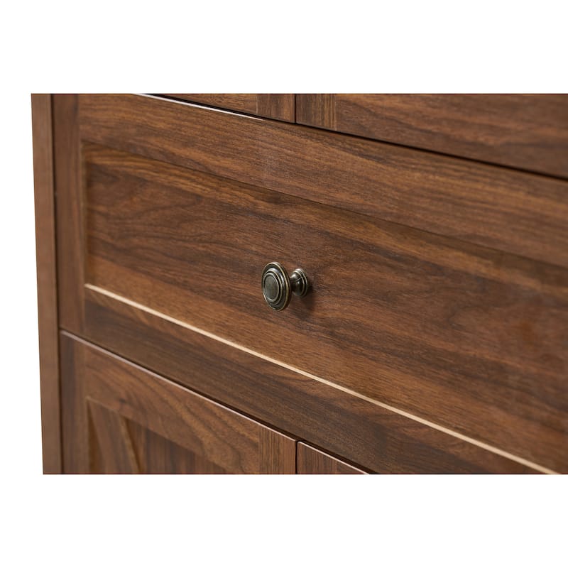 Wood Buffet Sideboard, Elegant Storage Cabinet with Arch Design, Accent Cabinet with Vintage Circular Handles