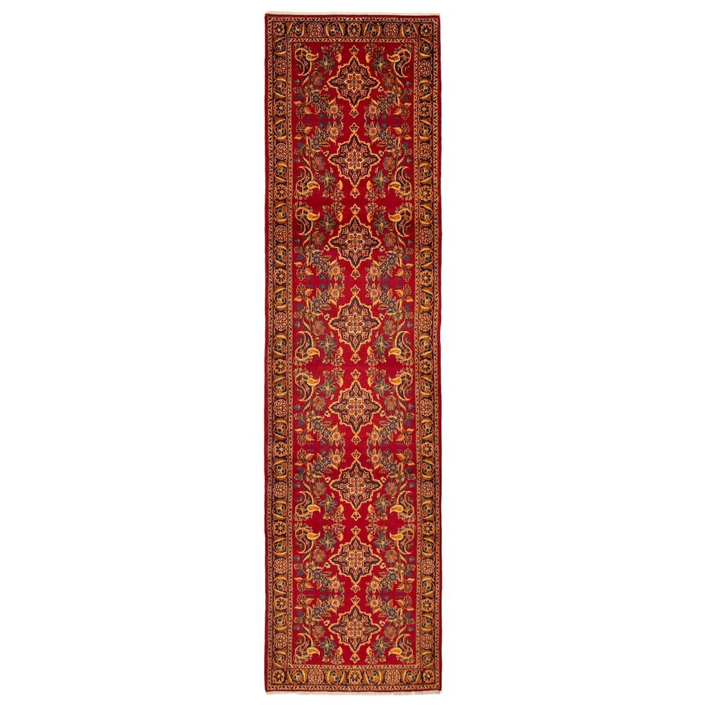 ECARPETGALLERY Hand-knotted Kayseri Vintage Red Wool Rug - 3'5 x 13'0