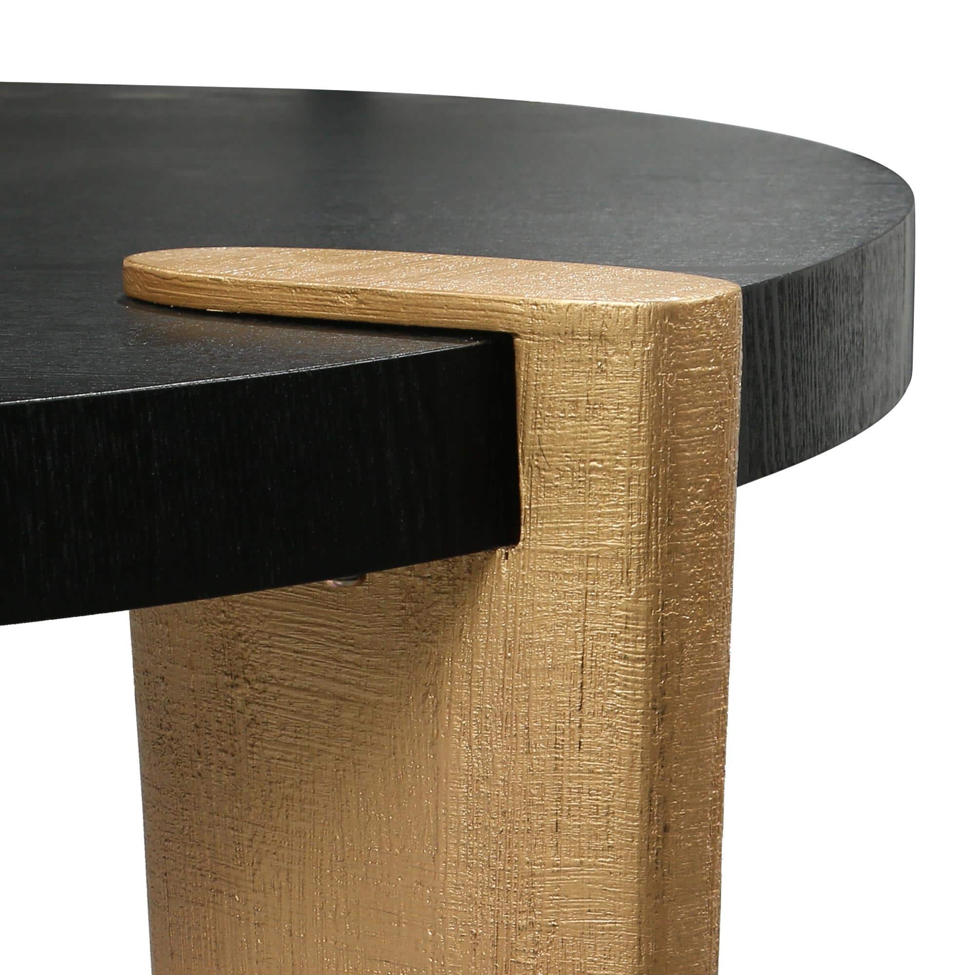 Evari Modern Artistic Round Coffee Table Solid Wood Gold Legs for Living Room 37" D x 17" H