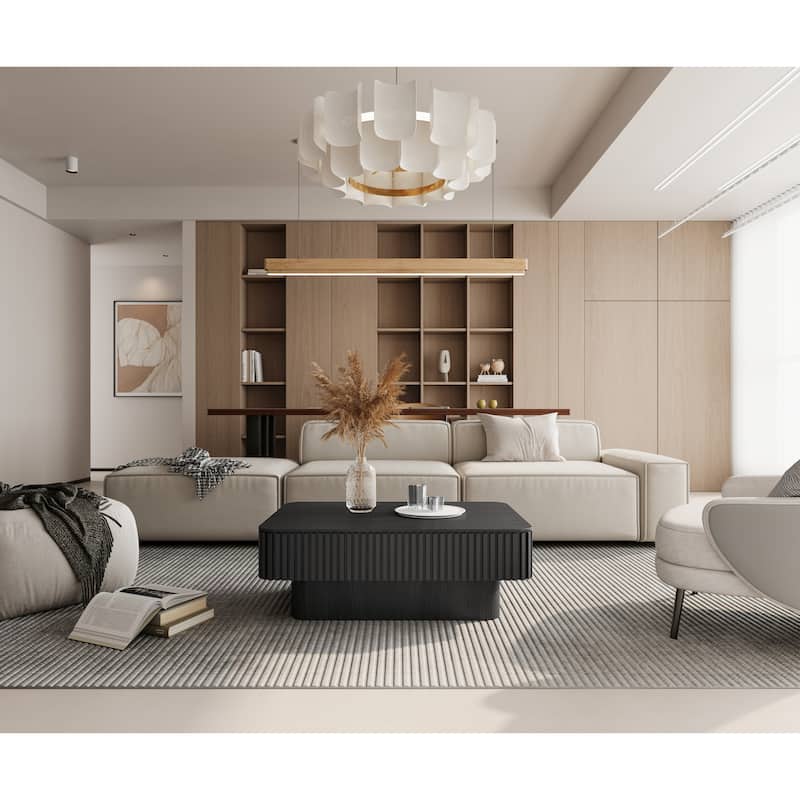 38.6" Modern Fluted Lift-Top Accent Coffee Table with Storage
