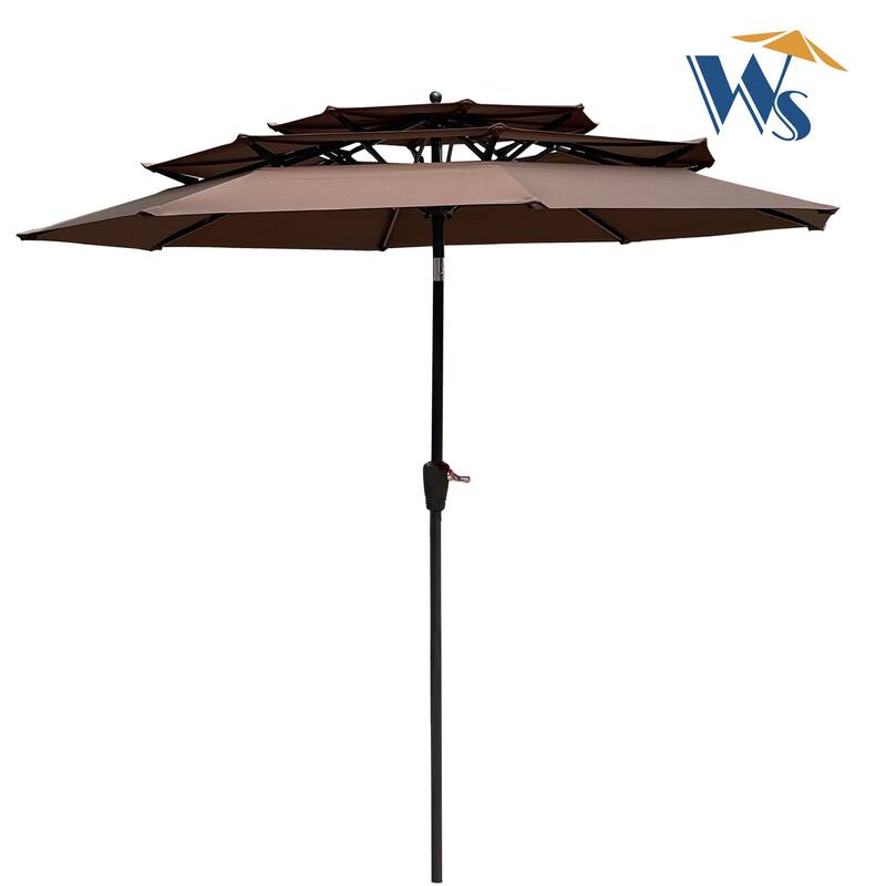 9Ft 3-Tiers Outdoor Patio Umbrella with Crank and tilt and Wind Vents Pool Shade Outside Deck Swimming Pool