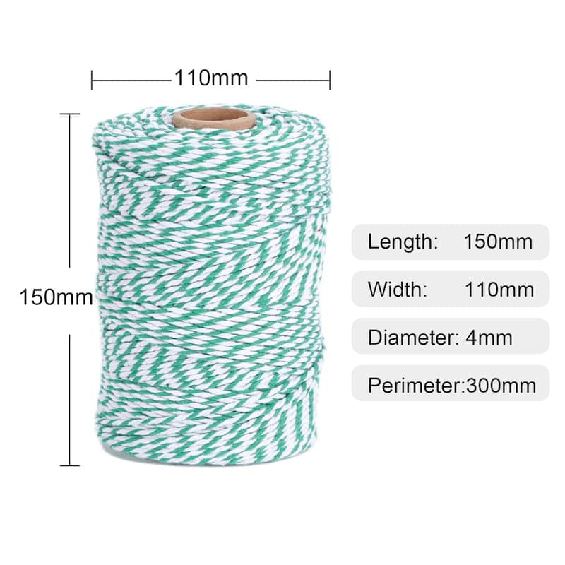 VECELO Green and White Garden Twine Strong Hemp Rope for Gardening Plant Tie Floristry Crafts Gift Wrapping Packing Decor