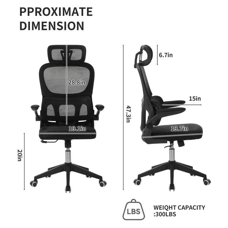 High Back Ergonomic Office Chair with Wheels, Tilt Function, 3D Headrest, Lumbar Support, Swivel Rolling Computer Chair