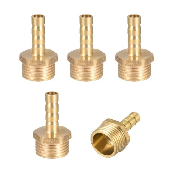 Brass Barb Hose Fitting Connector Adapter 6mm Barbed x 3/8" G Male Pipe 5pcs - 3/8" G x 6mm